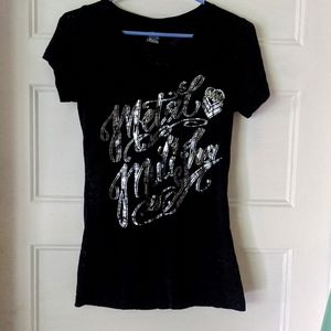 Metallic silver script